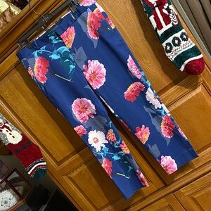 Banana Republic Navy Floral Ankle Pants